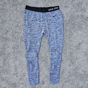 Nike Pro Leggings Purple Gray Athletic Training Workout Pants Women's Size XL